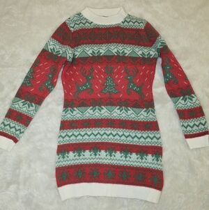 Cozy Holiday Knit Long Sleeve Dress Chirstmas Festive Swester Dress